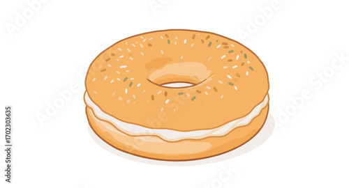 Delicious bagel with cream cheese perfect breakfast food.