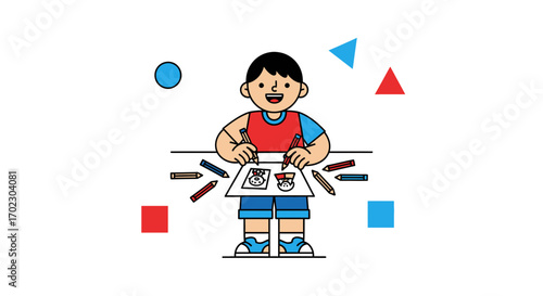 Joyous Child Engaging In Creative Artistic Endeavors With Exuberant Drawing Activity