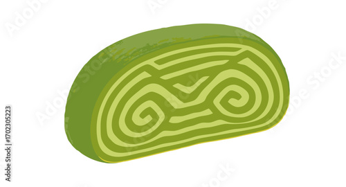 Green spiral cake roll delicious dessert.