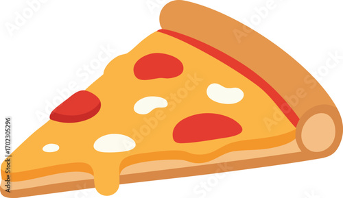 A slice of pizza with pepperoni and cheese, showing the crust and melted cheese.