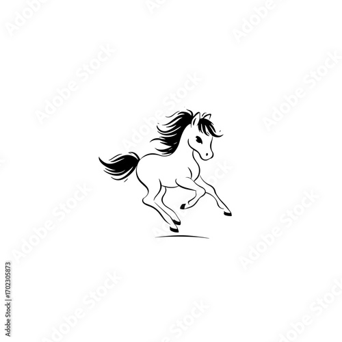 foal. foal simple black and white line art vector logo