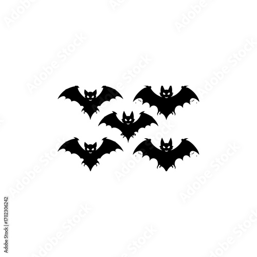 Halloween bats set vector illustration  