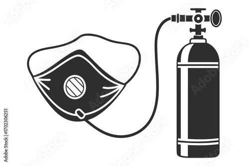 Breathing apparatus with oxygen tank and protective mask