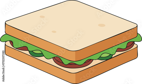 A simple isometric drawing of a sandwich.