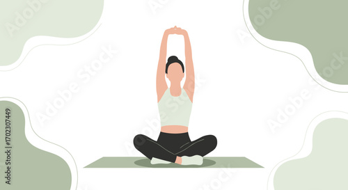 Illustration of woman in yoga pose for relaxation and healthy lifestyle practice