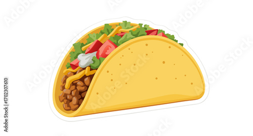 Delicious Taco with Ground Beef and Toppings.