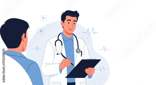 Medical Consultation Depicted With Doctor And Patient, In Modern Vector Illustration Style