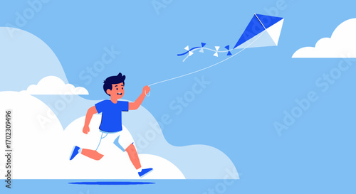 Joyful Childhood Adventure Depicted In A Vibrant And Playful Outdoor Kite Flying Scene