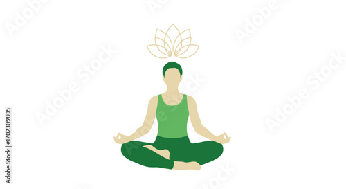 Meditative Person Symbolized, Yoga, Nature And Spiritual Practice Illustrated