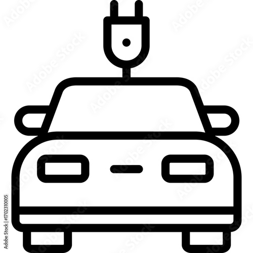 electric car icon illustration design with outline