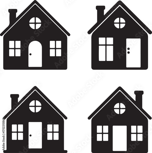 Set of house silhouette vector illustration on white background