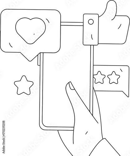 Engaged user experiences modern digital connection receiving likes hearts and positive reviews on a sleek smartphone interface for social media success