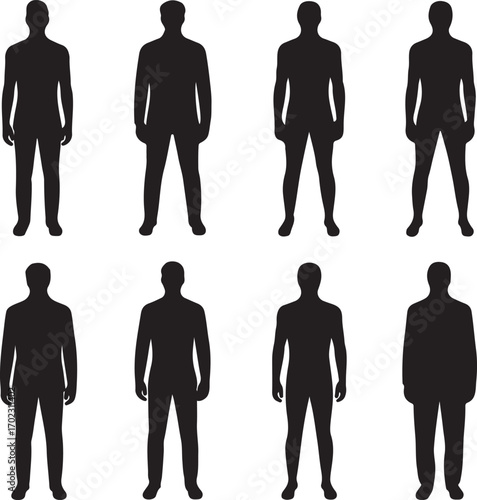 Set of man silhouette vector illustration on white background
