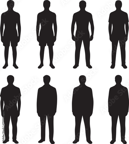 Set of man silhouette vector illustration on white background