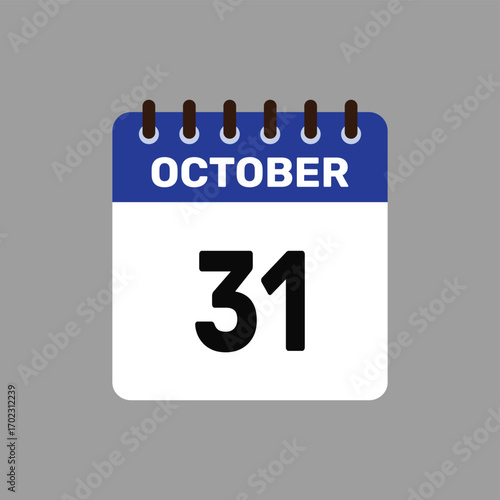 calendar with October 31 icon vector reminder for important deadlines and special events this autumn season