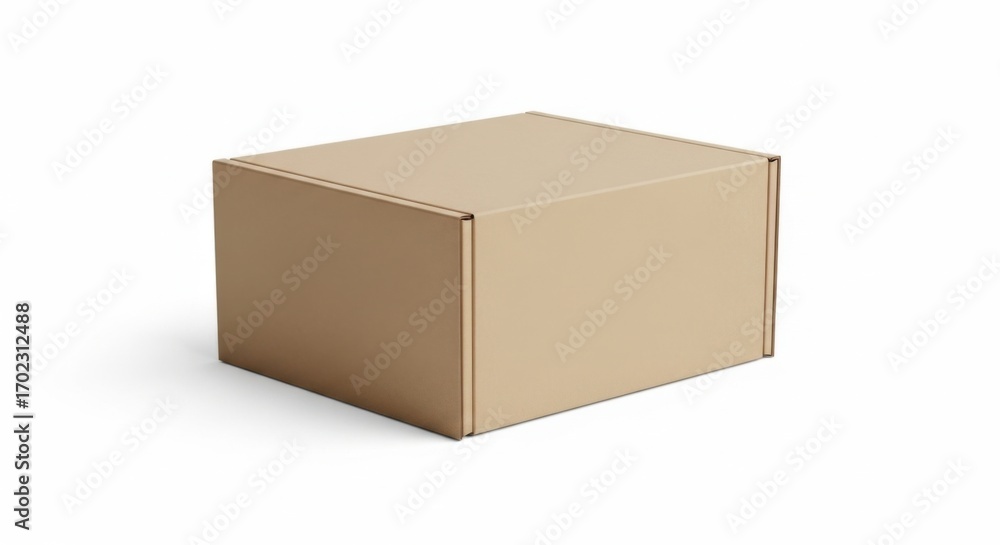 Fototapeta premium Plain Brown Cardboard Box on White Background for Packaging and Shipping