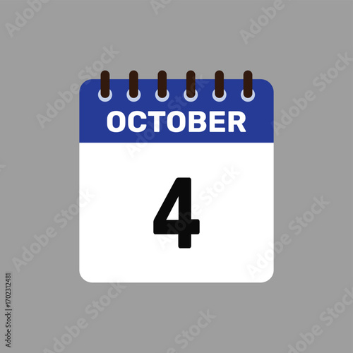 calendar with October 4 icon vector reminder for important deadlines and special events this autumn season