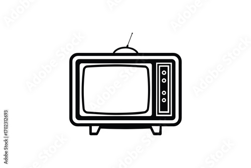 a classic television set with antenna and buttons silhouette
