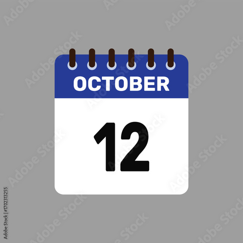 calendar with October 12 icon vector reminder for important deadlines and special events this autumn season