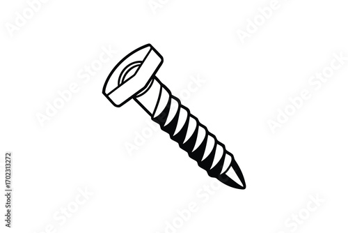 a detailed outline of a screw depicted in silhouette