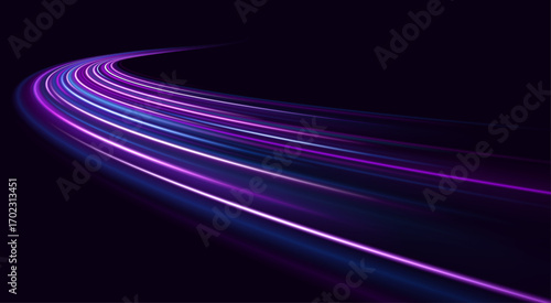 Futuristic traffic flow with glowing light, abstract curves, and radiant energy streaks.