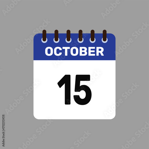 calendar with October 15 icon vector reminder for important deadlines and special events this autumn season
