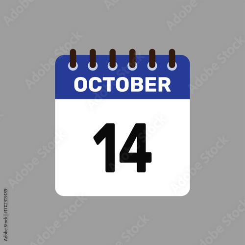 calendar with October 14 icon vector reminder for important deadlines and special events this autumn season