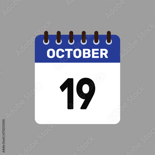 calendar with October 19 icon vector reminder for important deadlines and special events this autumn season