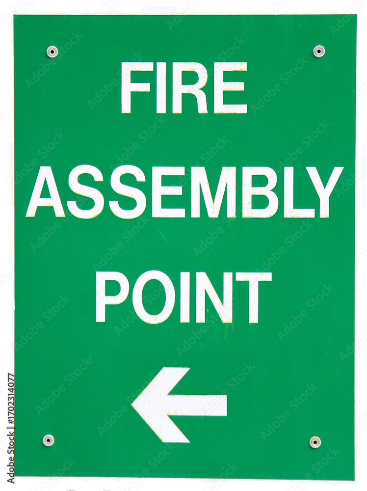 Naklejka premium A sign indicating the way to a fire collection point.