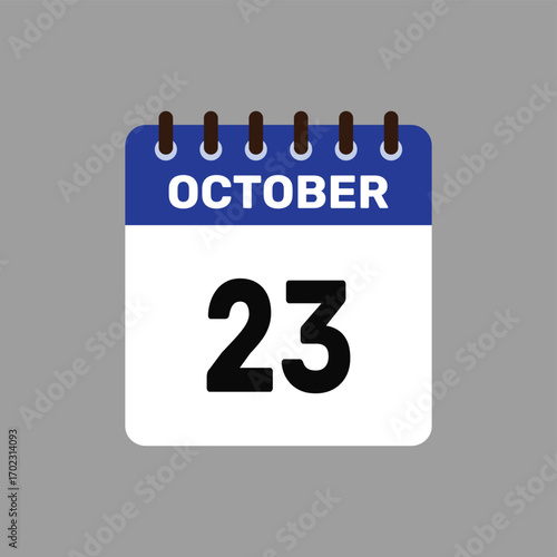 calendar with October 23 icon vector reminder for important deadlines and special events this autumn season