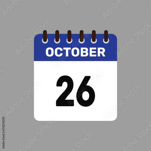calendar with October 26 icon vector reminder for important deadlines and special events this autumn season