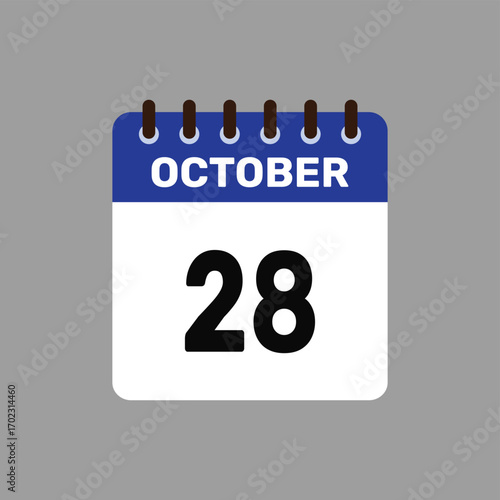 calendar with October 28 icon vector reminder for important deadlines and special events this autumn season