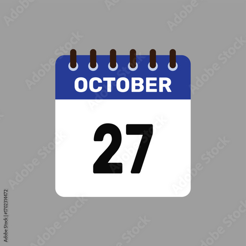 calendar with October 27 icon vector reminder for important deadlines and special events this autumn season