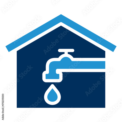 Water Supply Blue Color Icon