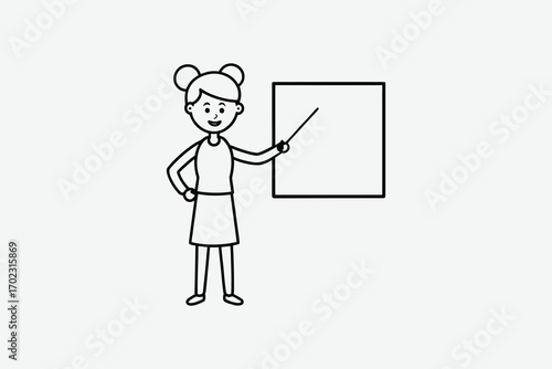 teacher presenting lesson at whiteboard silhouette