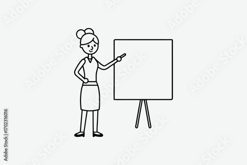 teacher presenting lesson at whiteboard with students watching silhouette