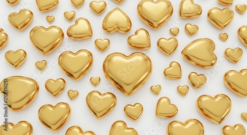 Golden Heart Background Pattern.