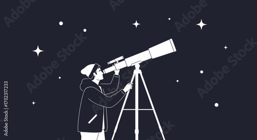 Observing The Cosmos: Stargazing Illustrated With The Use Of A Powerful Telescope