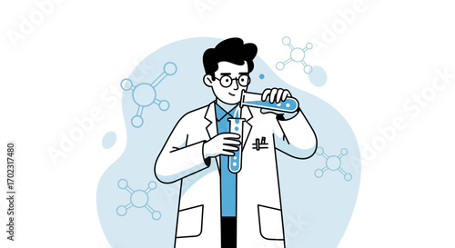 Scientist Conducts Experiment with Test Tubes, Representing Research and Scientific Discovery