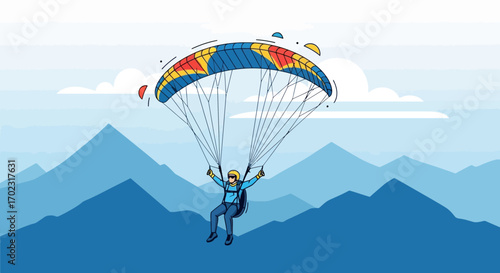 Paragliding adventure over mountains illustrating freedom and human interaction with nature