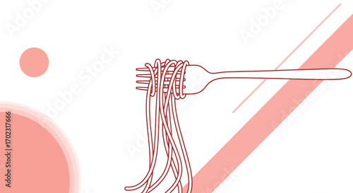Pasta Ready To Eat Conceptual Illustration on White Background in Minimalist Style