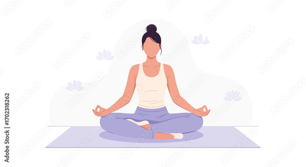 custom made wallpaper toronto digitalSerene Woman Meditating in Lotus Pose, Promoting Wellness and Mindfulness Practices