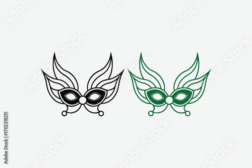 mysterious masks with intricate designs and vibrant colors silhouette