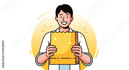 Person Delivering Gift Or Surprise, Joyfully Holding Present Against a Sunbeam Backdrop
