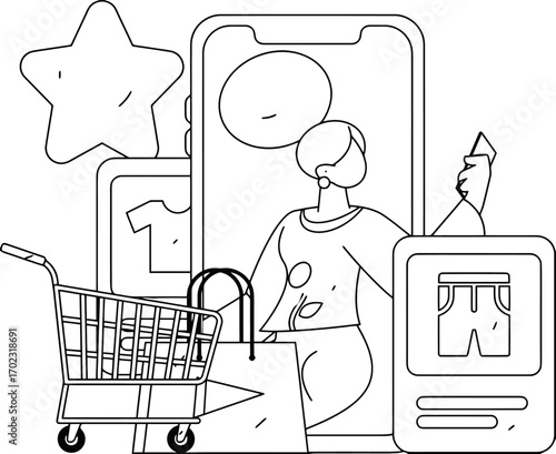 Enjoy seamless online shopping with personalized product recommendations and a star rating system, making your retail experience delightful with a shopping cart and bags