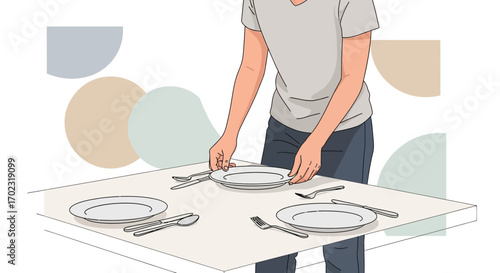 Person Preparing Dinner Table Setting, A Culinary and Aesthetic Presentation For Guests Or Events