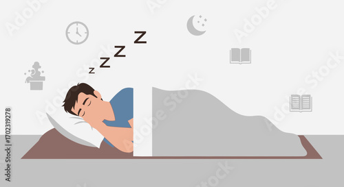Person Sleeping Soundly Under Blanket, Dreaming of Night and Perfect Rest