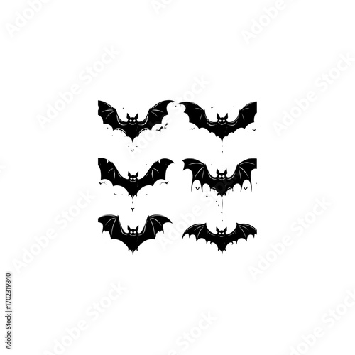 Halloween bats set vector illustration  