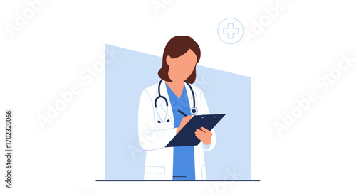 Physician Documenting Medical Notes and Patient Analysis in a Healthcare Environment