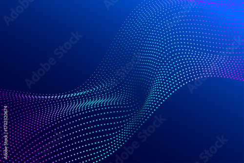 Abstract Futuristic Wave Background with Gradient Dots.